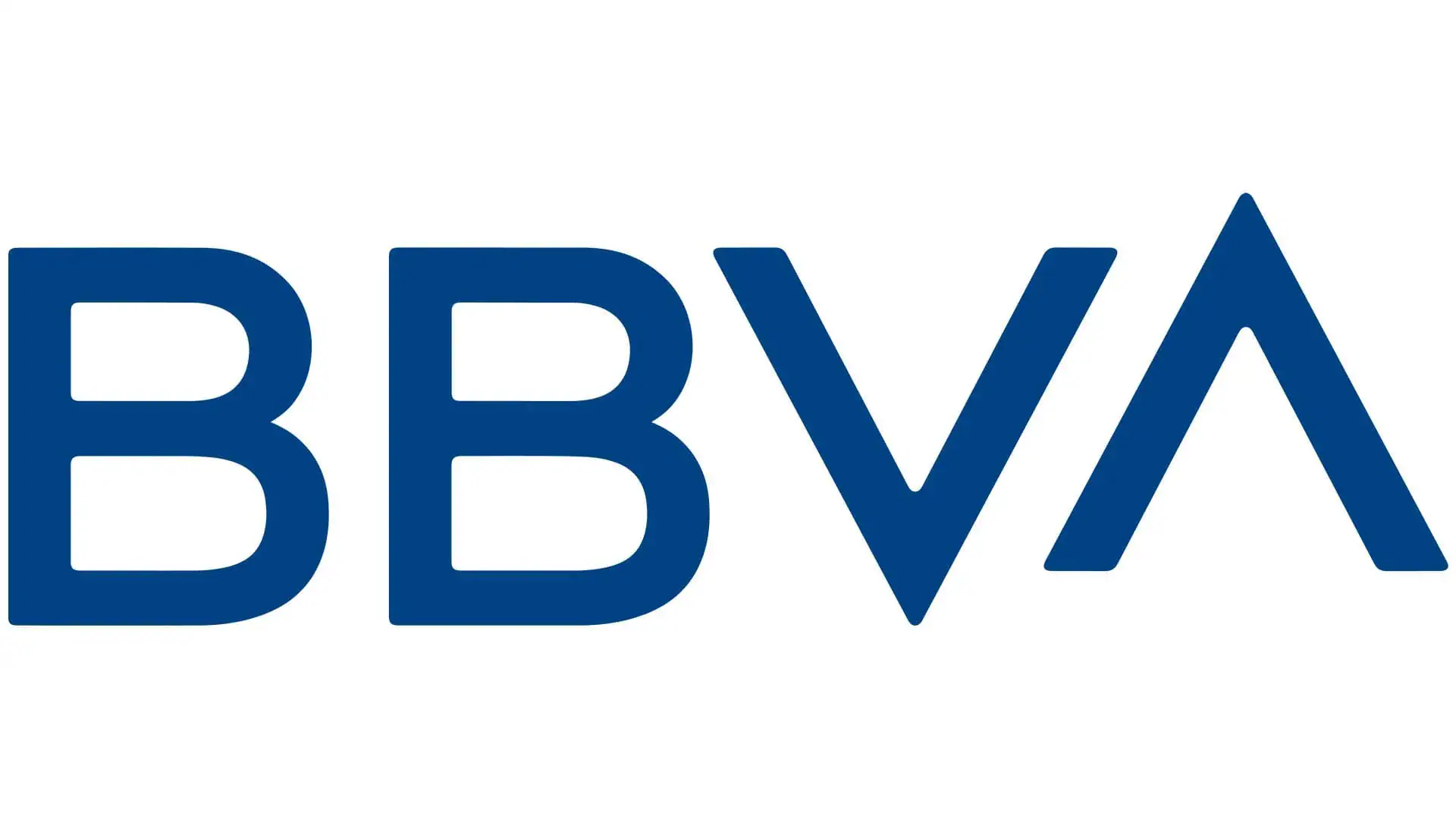 Logotipo azul de BBVA sobre fondo blanco