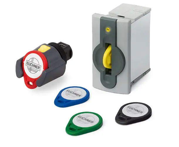 Sistema de control de acceso industrial EUCHNER con llaves RFID